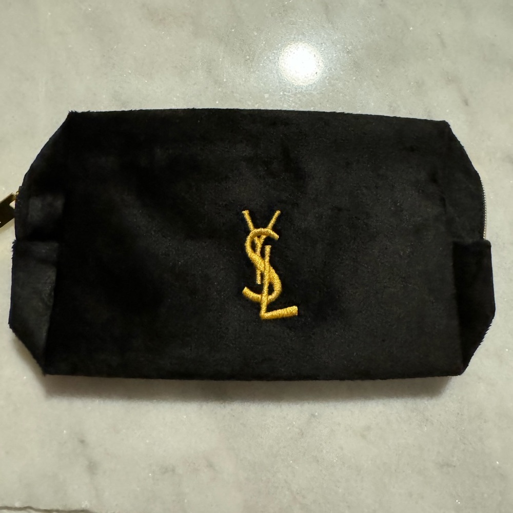 Black YSL Beauty Zipper Cosmetic Pouch